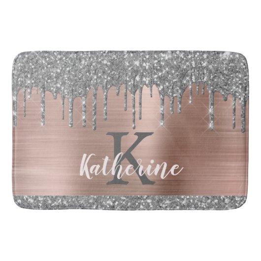 Elegant Silver Glitter Driving Roos Gold Metal Badmat (Voorkant)