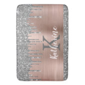 Elegant Silver Glitter Driving Roos Gold Metal Badmat (Voorkant Verticaal)