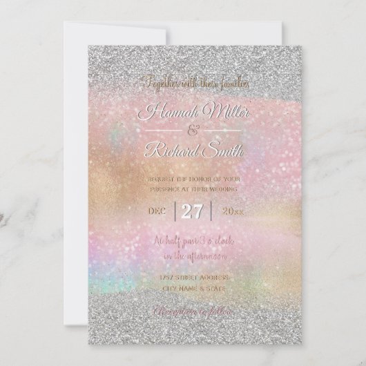 Elegant Silver Glitter Gold Rainbow Abstracte art Kaart (Voorkant)