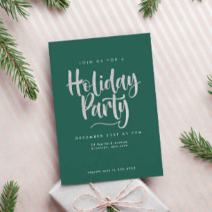Elegant Silver Glitter Green Holiday Party Kaart