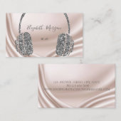 Elegant Silver Glitter Headphone DJ Visitekaartje (Voorkant / Achterkant)