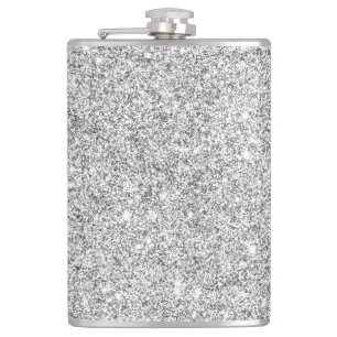 Elegant Silver Glitter Heupfles