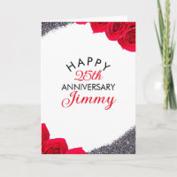 Elegant Silver Glitter Husband 25e Jubileum