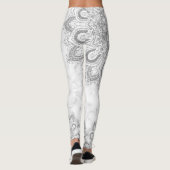 Elegant Silver Glitter Mandala Marble Leggings (Achterkant)