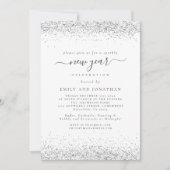 Elegant Silver Glitter Manuscript Nieuwe Jaren Eve Kaart (Voorkant)