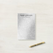 Elegant Silver Glitter Monogram Personalized Name  Post-it® Notes (Op bureau)