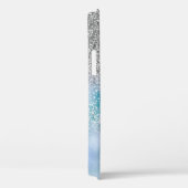 Elegant Silver Glitter Ombre, Diamonds Monogram Case-Mate iPhone Case (Achterkant / Rechts)