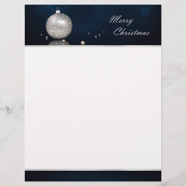 Elegant Silver Glitter Ornament - Letterhead (Voorkant)