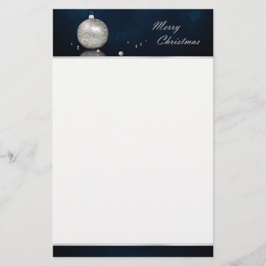Elegant Silver Glitter Ornament - Stationery Briefpapier (Voorkant)