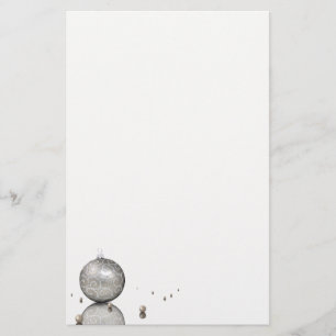 Elegant Silver Glitter Ornament - Xmas Stationery Briefpapier