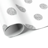 Elegant Silver Glitter Polka Dots Pattern Cadeaupapier (Rol Hoek)