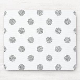 Elegant Silver Glitter Polka Dots Pattern Muismat
