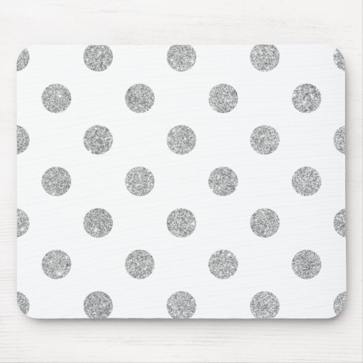 Elegant Silver Glitter Polka Dots Pattern Muismat (Voorkant)