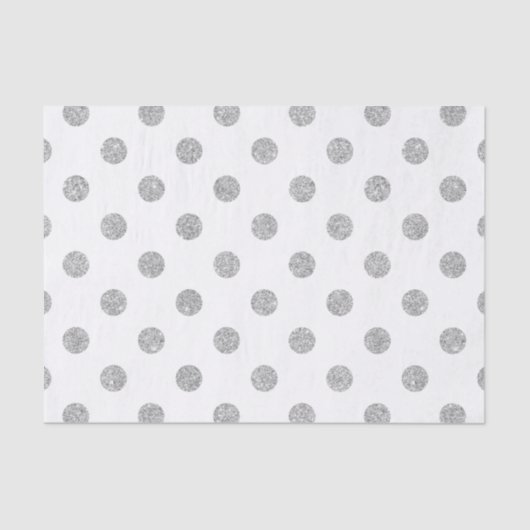 Elegant Silver Glitter Polka Dots Pattern Tissuepapier (Voorkant)