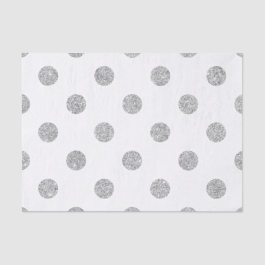 Elegant Silver Glitter Polka Dots Pattern Tissuepapier (Voorkant)