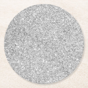 Elegant Silver Glitter Ronde Kartonnen Onderzetter