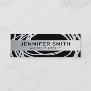 Elegant Silver Glitter Scribble Mini Visitekaartje