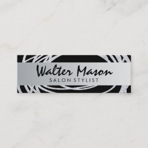 Elegant Silver Glitter Scribble Mini Visitekaartje