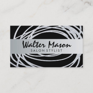 Elegant Silver Glitter Scribble Visitekaartje