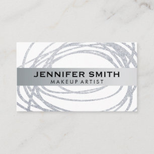 Elegant Silver Glitter Scribble Visitekaartje
