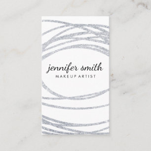 Elegant Silver Glitter Scribble Visitekaartje