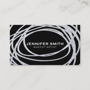 Elegant Silver Glitter Scribble Visitekaartje