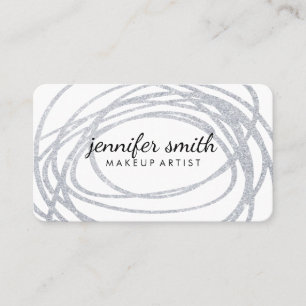 Elegant Silver Glitter Scribble Visitekaartje