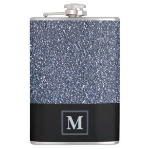 Elegant Silver Glitter Simulation Monogram Gift Ma Heupfles