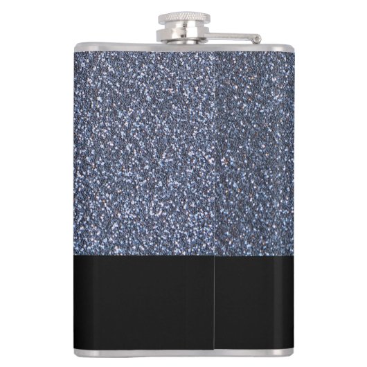 Elegant Silver Glitter Simulation Monogram Gift Ma Heupfles (Achterkant)