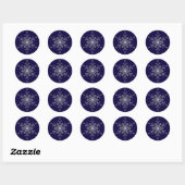 Elegant Silver Glitter Snowflake kerstfeestdag Ronde Sticker (Vel)