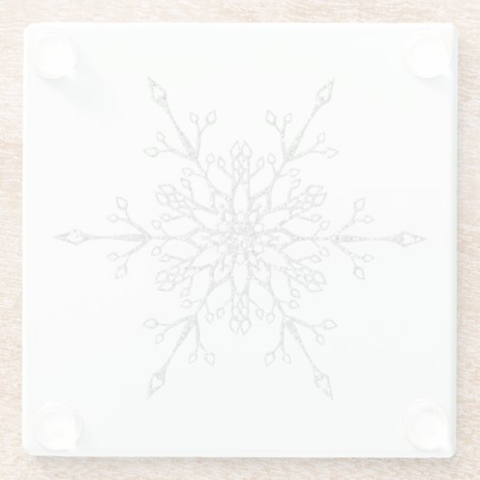 Elegant Silver Glitter Snowflake Kerstmis Glazen Onderzetter (Achterkant)