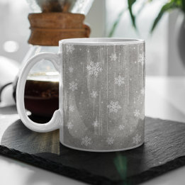 Elegant Silver Glitter Stars Snowflakes Coffee Mok