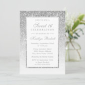 Elegant Silver Glitter Sweet 16 Birthday Kaart (Staand voorkant)