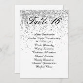 Elegant Silver Glitter Table Number Seating Charts Aankondiging (Voorkant / Achterkant)