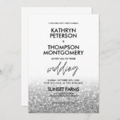 Elegant Silver Glitter Trendy Wedding Uitnodiging (Voorkant / Achterkant)