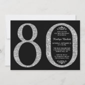 Elegant Silver Glitter Typografie 80th Birthday Kaart (Voorkant)