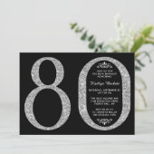 Elegant Silver Glitter Typografie 80th Birthday Kaart (Staand voorkant)
