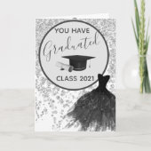 Elegant Silver Glitter U kunt het Afstudeerder van Kaart (Voorkant)