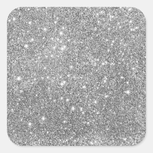Elegant Silver Glitter Vierkante Sticker (Voorkant)
