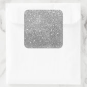 Elegant Silver Glitter Vierkante Sticker (Tas)
