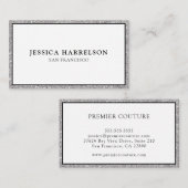 Elegant Silver Glitter Visitekaartje (Voorkant / Achterkant)