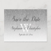 Elegant Silver Glitter Wedding Save the Date Briefkaart (Voorkant)