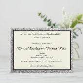 Elegant Silver Glitter Wedding Uitnodiging (Staand voorkant)
