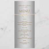 Elégant Silver Gold Calligraphy Menu Mariage (Devant)