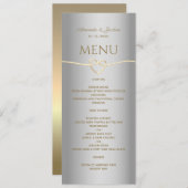 Elégant Silver Gold Calligraphy Menu Mariage (Devant / Derrière)