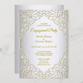 Elegant Silver Gold Decorative Verloving Kaart (Voorkant / Achterkant)