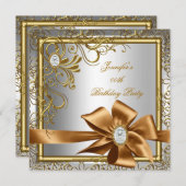 Elegant Silver Gold Jewel afbeelding Birthday Part Kaart (Voorkant / Achterkant)