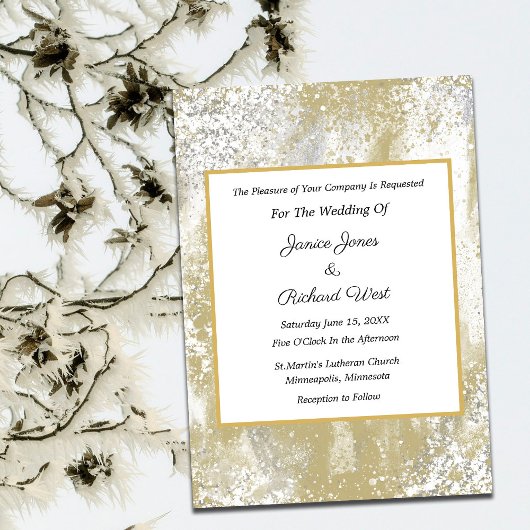 Elegant Silver Gold Lijst Wedding Invitation Kaart