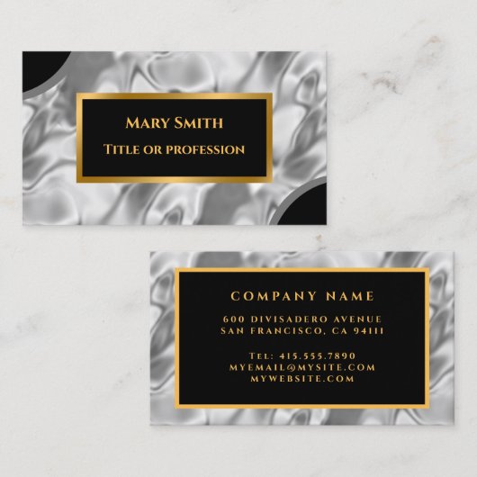Elegant Silver Gold Silk Visitekaartje (Voorkant / Achterkant)
