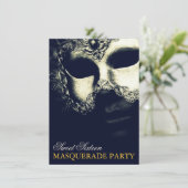 Elégant Silver Gold Sweet 16 Masquerade Invitation (Debout devant)